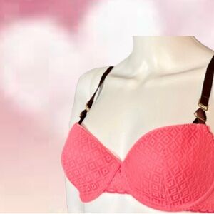 STELLA MCCARTNEY Gemma Relaxing Padded Contour Underwire Bra Coral Pink 32DD 32E